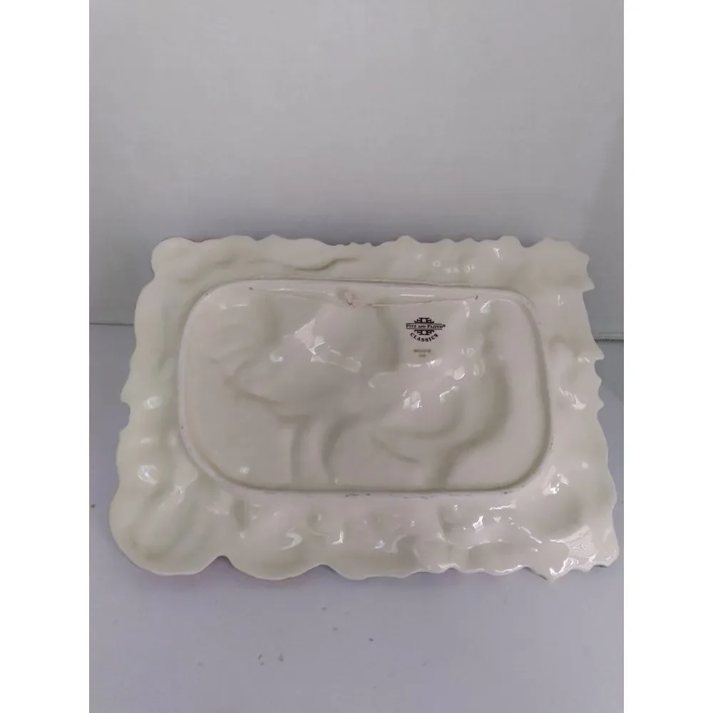 Vintage Farmhouse Rooster Decorative Platter with Vegetable Border Kitchen Decor